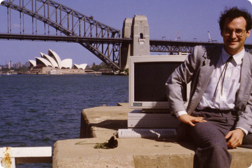 1987 trip to Oceania investigating business environment to secure premium international distributors for high-end CRT displays for publishing and media, eventually through Mitsui